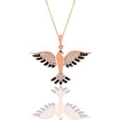 Söğütlü Silver SGTL11130 Gümüş Rose Oniks Taşlı Simurg Anka Kuşu Kolye