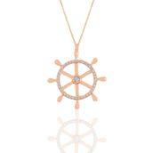 Söğütlü Silver SGTL11184 Gümüş Rose Zirkon Taşlı Gemi Dümeni Kolye