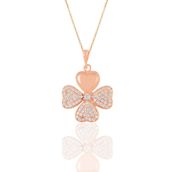 Söğütlü Silver SGTL11186 Gümüş Rose Zirkon Taşlı Dört Yapraklı Yonca Kolye