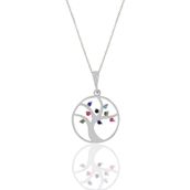 Söğütlü Silver SGTL11189 Gümüş Rodyumlu Renkli Taşlı Ağaç Kolye