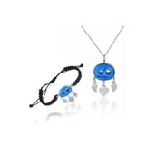 Söğütlü Silver SGTL11308 Gümüş Süryani Nazar Boncuğu Kolye Ve Bileklik Ikili Set