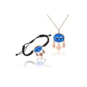 Söğütlü Silver SGTL11308 Rose Süryani Nazar Boncuğu Gümüş Kolye Ve Bileklik İkili Set