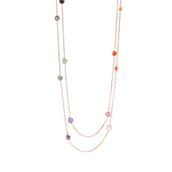 Söğütlü Silver SGTL8536 Gümüş Rose Renkli Sıra Taşlı Kadın Kolye