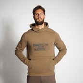 Solognac Erkek Kapüşonlu Sweatshirt - Avcılık ve Doğa Gözlemi - Bej - 500 Logo - Koyu Kahverengi