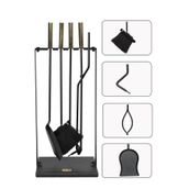 SOMINECO 5 Li Lüx Ithal Askı Standlı Gold Saplı Şömine-soba Maşa Takımı Aksesuar Set 016