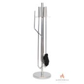 SOMINECO 5 Li Lüx Ithal İnox Yuvarlak Tabanlı Şömine-Soba Maşa Takımı Aksesuar Set 044
