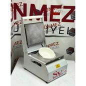 Sönmez Vakum 20 Cm Yuvarlak Karton Tabak Kapatma Makinesi Salata Makarna Paketleme Makinesi