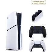 Sony Playstation 5 1 Tb Slim Cd Edition Oyun Konsolu + 2. Ps5 Kol Siyah + Ps5 Şarj İstasyonu - Beyaz