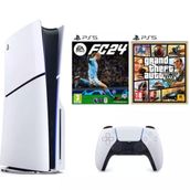 Sony Playstation 5 Slim CD Edition Beyaz Oyun Konsolu + Ps5 Fifa Fc 24 + Gta 5