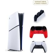 Sony Playstation 5 Slim Digital Edition 825 Gb Ssd Oyun Konsolu + 2. Ps5 Kol Techno Red + Ps5 Şarj İstasyonu (yeni Sürüm) - Beyaz