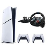 Sony PlayStation 5 Slim Dijital Edition Oyun Konsolu + 2.DualSense + G29 Driving Force Yarış Direksiyonu
