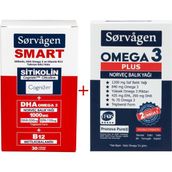 SORVAGEN SMART SİTİKOLİN, DHA OMEGA 3, B12 (30 KAPSÜL) + SORVAGEN OMEGA 3 PLUS NORVEÇ BALIK YAĞI