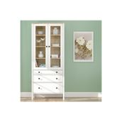 SSB Furniture Helen Beyaz Safir Meşe 194x35x83 cm Camlı Kitaplık