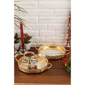 St. Morritz 2 Adet Aynalı Kulplu Kahve , Çay , Çikolata ,söz ve Nişan Sunum Tepsisi 20 cm