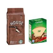 Starbucks Caffe House Blend Filtre Kahve 250 gr + Kahve Filtre Kağıdı No 4/80LI - 1 Paket - Kağıt Filtre
