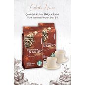 Starbucks Colombia Narino Çekirdek Kahve 250 gr x 2 Adet ve Türk Kahvesi Fincan Seti 2'li - 250 ml
