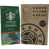 Starbucks Colombia Origin Öğütülmüş Filtre Kahve 200 gr + Filtre Kahve Kağıdı 1x4 80'li - Kağıt ve Metal Filtre