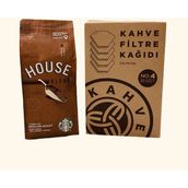 Starbucks House Blend Öğütülmüş Filtre Kahve 250 gr + Filtre Kahve Kağıdı 1x4 80'li - Kağıt ve Metal Filtre