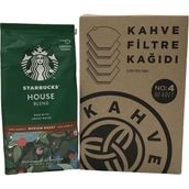 Starbucks House Blend Origin Öğütülmüş Filtre Kahve 200 gr + Filtre Kahve Kağıdı 1x4 80LI - Kağıt ve Metal Filtre