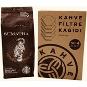 Starbucks Sumatra Öğütülmüş Filtre Kahve 250 gr + Filtre Kahve Kağıdı 1x4 80'li - Kağıt ve Metal Filtre
