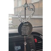 Ste Desing Pleksi Çift Taraflı Araba Süsü Vav Desenli Ayetel Kürsi Dualı Elif Dikiz Aynası Süsü