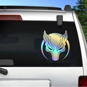 Sticker Dizayn Börü Sticker - Gökbörü Kurt Hilal Sticker - Araba Oto Cam Motosiklet Karavan Sticker - 00238 - Hologram - 10x9 Cm