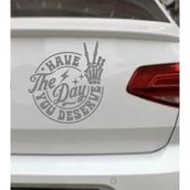 Sticker Dizayn Hak Ettiğin Günü Yaşa Sticker - Have The Day You Deserve Sticker - Araba Oto Cam Motosiklet Karavan Sticker - 00230 - Gri - 15x14 Cm