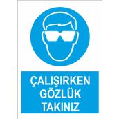 Sticker Masters Çalışırken Gözlük Takınız Uyarı Levhası Sticker