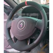 Stilix Garage Clio 2 Araca Özel Direksiyon Kılıfı (Noktalı Nubuk Kırmızı Yüzüklü)