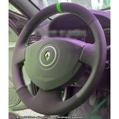 Stilix Garage Clio 2 Araca Özel Direksiyon Kılıfı (Noktalı Nubuk Yeşil Yüzüklü)