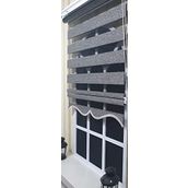 Storburada ST 009 Gri 120 x 260 Siyah Gümüş Etek Dilimli Zebra Stor Perde