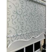Storburada STB-107 Gri Yeşil Baskı Çift Mekanizmalı Desenli Tül 190x200 cm Stor Perde