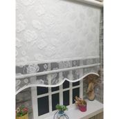 Storburada STB1093 Çift Mekanizmalı Beyaz Çiçekli Tül Ekru 120x260 cm Stor Perde