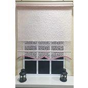 Storburada STB2015-V12 Çift Mekanizmalı Tül Pembe Ekru 130x200 cm Stor Perde