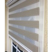 Storburada STB910 Zebra Organze Koyu Gümüş Simli Etek Dilimli Bej 120x200 cm Stor Perde