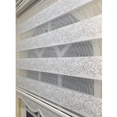 Storburada STB9300-V-01 Zebra Sarmaşık Desen Gümüş Simli Etek Dilimli Beyaz 130x200 cm Stor Perde