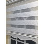 Storburada STB9300-V-01 Zebra Sarmaşık Desen Gümüş Simli Etek Dilimli Beyaz 90x260 cm Stor Perde
