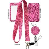 Stormistoretr 3 Lü Pembe Leopar Baskılı Dikey Kart Koruyucu Boyun Askı Ipi Yoyo Yaka Kartı
