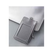Stormistoretr Leather Dikey Gri Kart Kılıfı Yaka Kartı Koruyucu Fermuarlı
