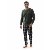 Sude HOMEWEAR ERKEK Yeşil Polar Pijama Takımı, Düğmeli Yaka, Uzun Kol, Lastikli Bel, KışLIK (M)