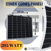 Suneco 205 Watt Yarı Esnek Güneş Paneli Half Cut Monokristal Solar Güneş Paneli Karavan Tekne