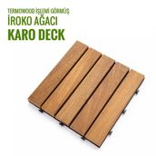 Sunsoe İroko Ağacı Balkon Karo Deck 30x30 cm 1 Adet Bahçe Ahşap Yer Döşemesi