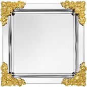 Sunvera Çelik 6 Parça Köşeli Kare Gold Güllü Paslanmaz Çelik Aynalı Sunum Tepsisi Söz Nişan Kahve Tepsisi Çay Kahve Lokum Çikolata Çerez Tatlı Servis Tabağı Ikramlık Seti 22*22