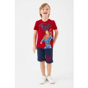 Superman L1560-3 Kırmızı Erkek Çocuk Bermuda Takım