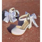Surpie Shoes Kız Çocuk Topuklu Ayakkabı Sedef Renkli Düz Tabanlı Kolay Kullanım 27 Numaralı