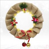 SüSLe Bebek ve Parti Yılbaşı 50cm Jüt Kapı Çelengi, Led Işıklı