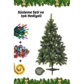 Süsleme Seti Yılbaşı Çam Ağacı Renkli Işığı Ve Yeni Yıl Süsleri Noel Paketi 150 Cm 240 Dal