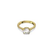 Swarovski 5642623 60 Constella Round Pave Princess Cut Beyaz Sarı Altın Rengi Kaplama Yüzük