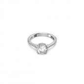 Swarovski 5645254 60 Constella Round Pave Princess Cut Beyaz Rodyum Kaplama Yüzük