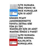 Swart SİNGER PFAFF ZETİNA JANOME BROTHER EV TİPİ MAKİNE İĞNESİ 11 VE 14 NUMARA 20 ADET(2 PAKET)
